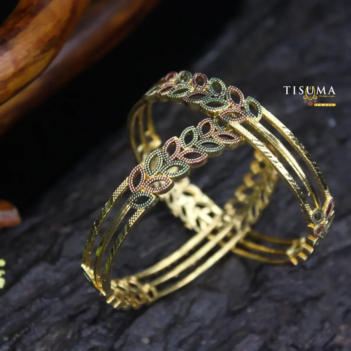 Rail Leaf Meenakari Bangles